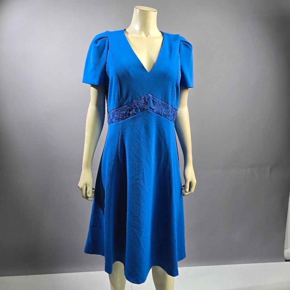 Calvin Klein Cobalt Blue V-Neck Midi Dress